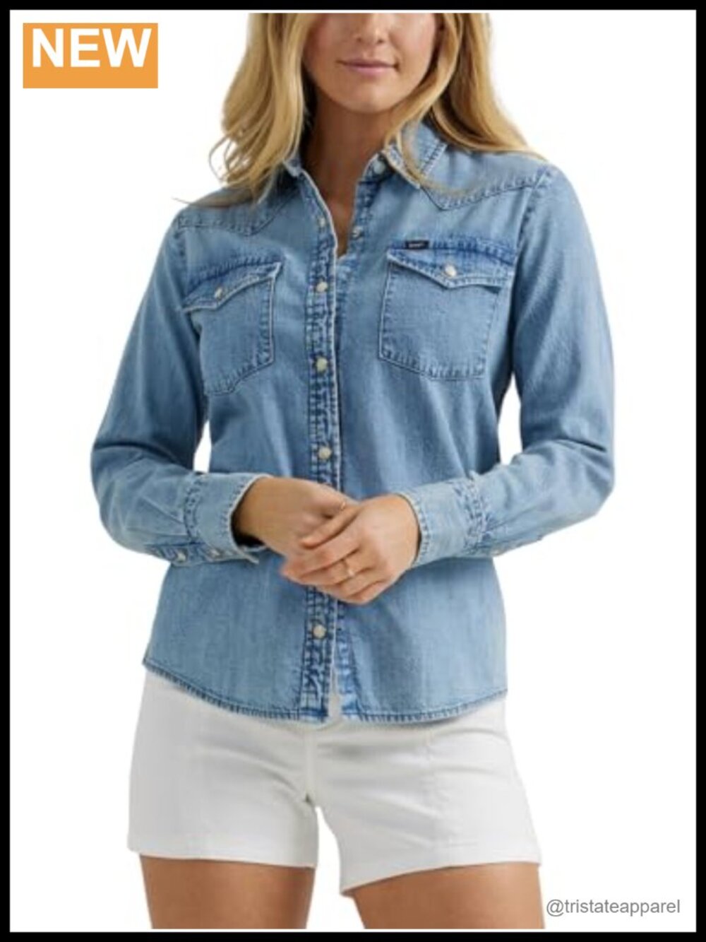 Slim Fit Western Snap Shirt in 100% Cotton, Long Sleeve Button Down